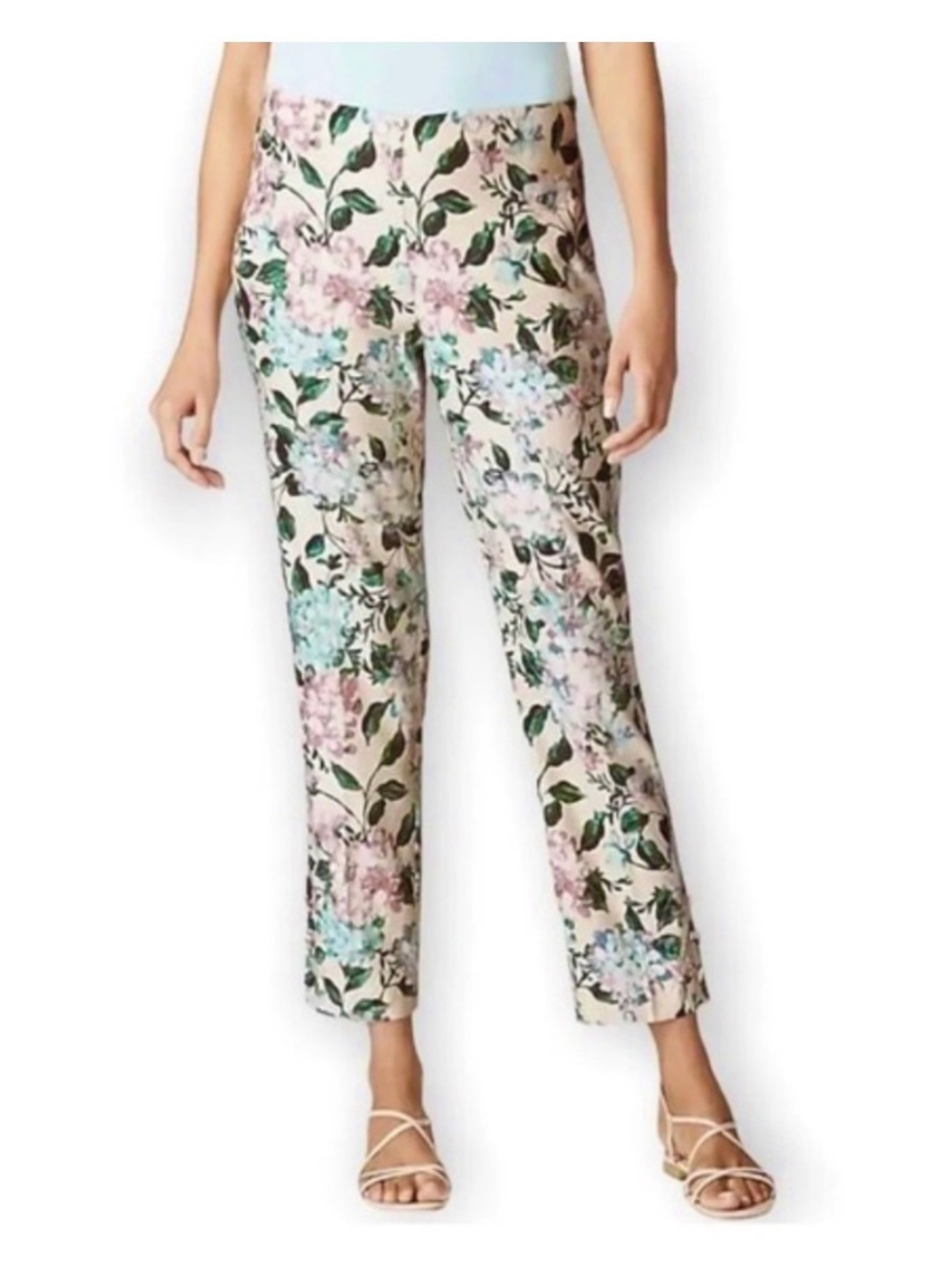J. Jill Linen Stretch Floral Pants in Cream, Pink & Green- XS